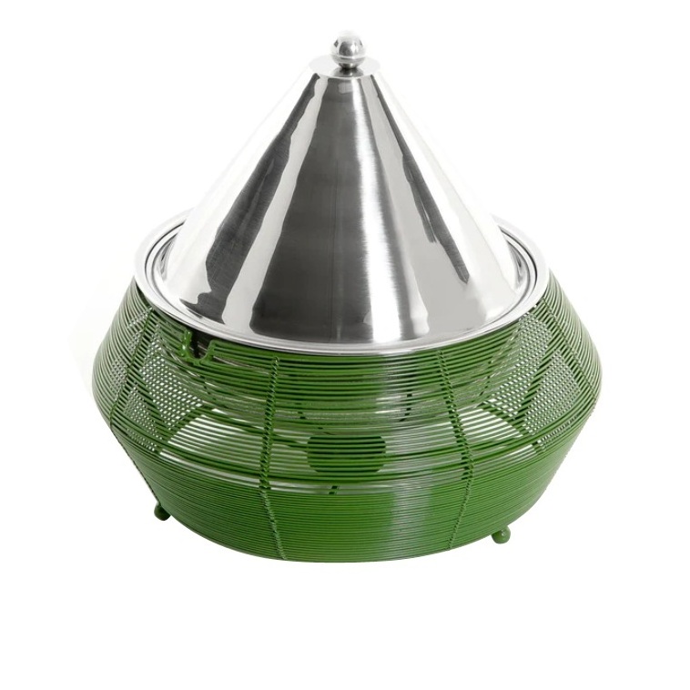 Iron Wire Metal Insulated Double Wall Casseroles Serving Rounded Hot Pot With Gold Plated Finishing Lid Food Server Pot