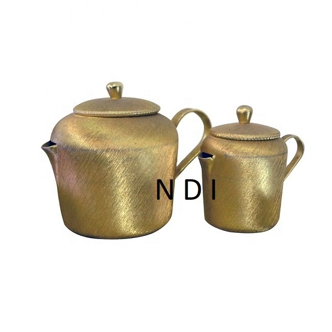 Enamel Finishing Metal Coffee And Tea Serving Kettle Pots Luxurious Hotel Restaurant Dinner Table Top Tea Serving Pots