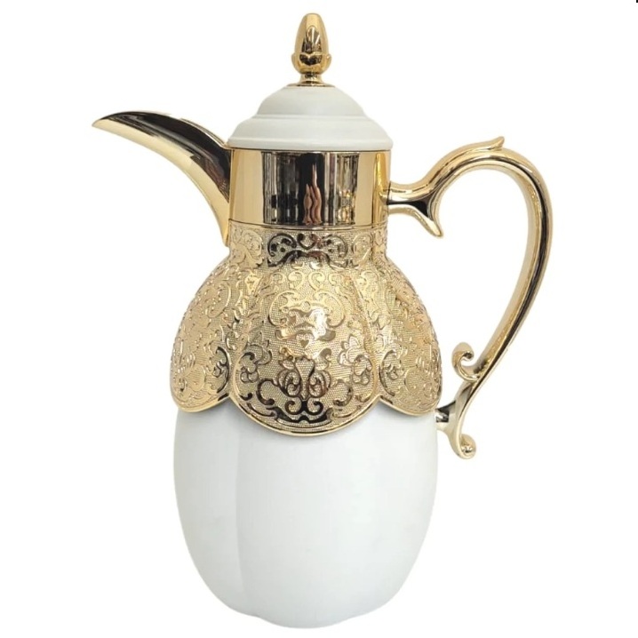 Cawa Cups Base Sets Long Spout Dallah Tea Pot Brass Metal Coffee Tea Pot Dallah Customized Arabic Coffee Dallah Sets Coffee Pot