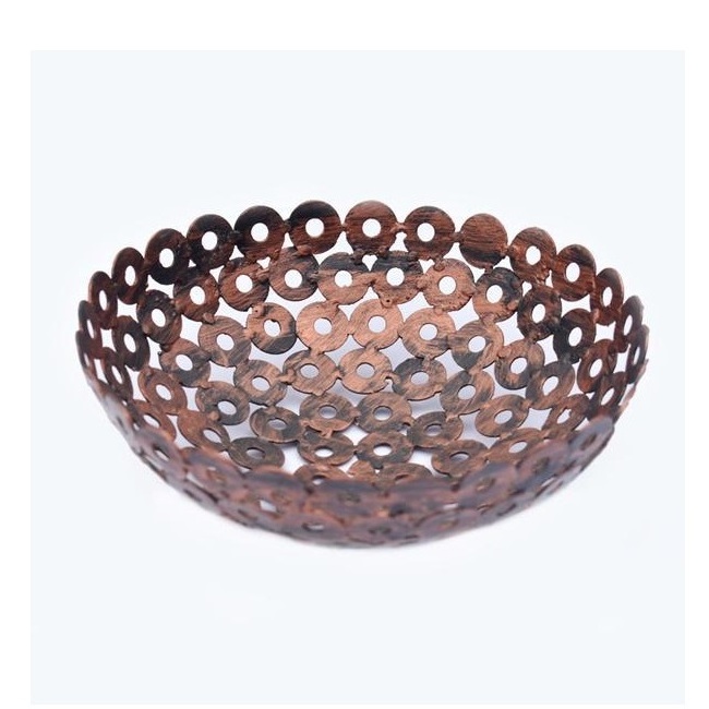 Copper Finished Kitchen Counter Tabletop Decoration Unique Design Iron Wire Metal Fruit Storage Container Basket