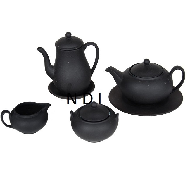 Black Antique Finishing Metal Tea Pot Customized Catering Ware Brass Tea Set Tableware Decoration Tea Pot Set High Quality