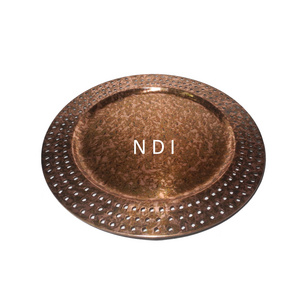 Copper Antique Finishing Charger Plate Dinner Table Decoration Accessories Modern Style Stainless Steel Charger Plate