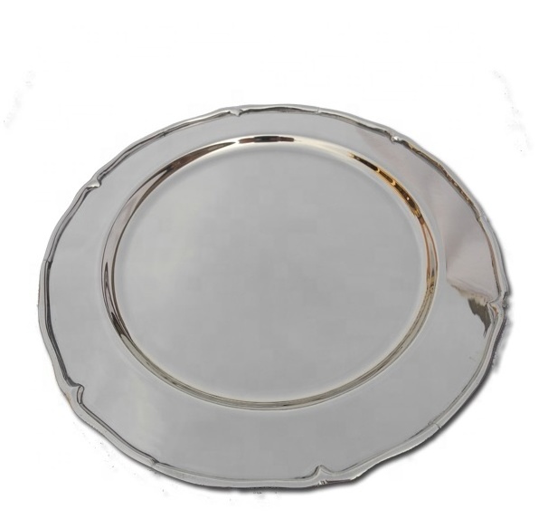 Food Serving Stainless Steel Charger Plate Wedding Party Catering Serving Plate Nickle Plated Finishing Rounded Plate