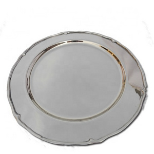 Food Serving Stainless Steel Charger Plate Wedding Party Catering Serving Plate Nickle Plated Finishing Rounded Plate