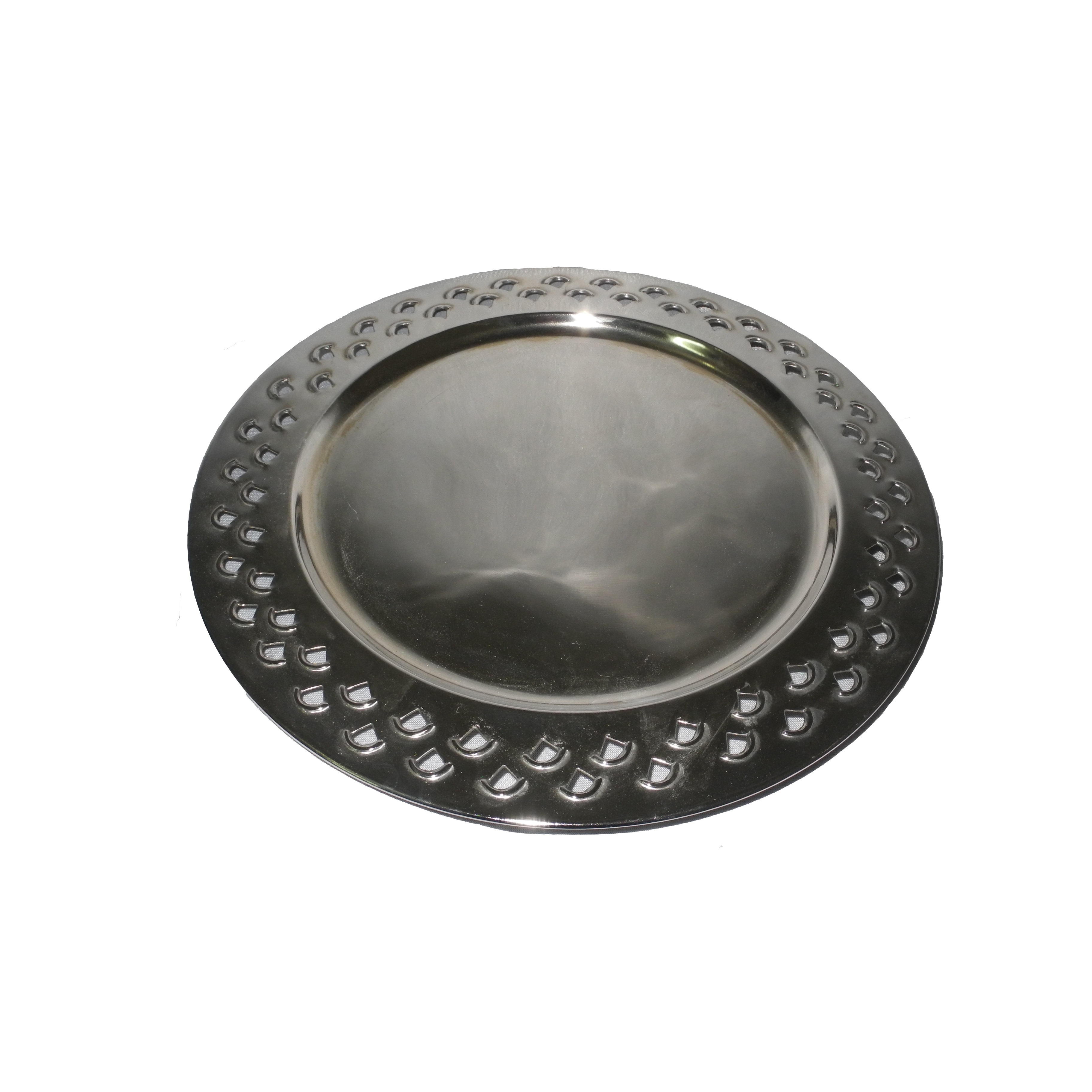 Food Serving Stainless Steel Charger Plate Wedding Party Catering Serving Plate Nickle Plated Finishing Rounded Plate