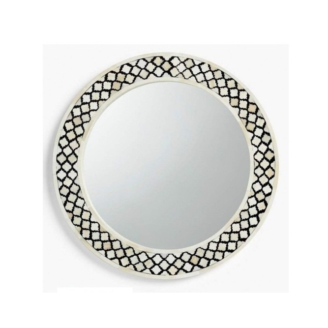 Custom Design Handcrafted Decorative Wall Decoration Wooden Wall Mirror Frame Best Quality Bone Inlay Design Mirror Frame