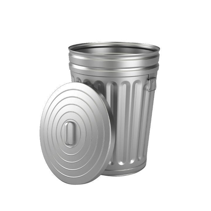 Multi Purpose Usage Trash Bin With Lid Customized Shape Large Dustbin For Waste Garbage Storage Galvanized Metal Trash Can