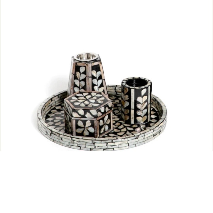 Handmade Decorative Bakhoor Burner For Home Hotel Usage Bone Inlay Finishing Incense Burner With Tray For Best Quality