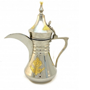 Cawa Cups Base Sets Long Spout Dallah Tea Pot Brass Metal Coffee Tea Pot Dallah Customized Arabic Coffee Dallah Sets Coffee Pot