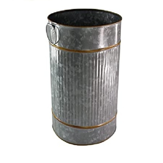 Multi Purpose Usage Trash Bin With Lid Customized Shape Large Dustbin For Waste Garbage Storage Galvanized Metal Trash Can