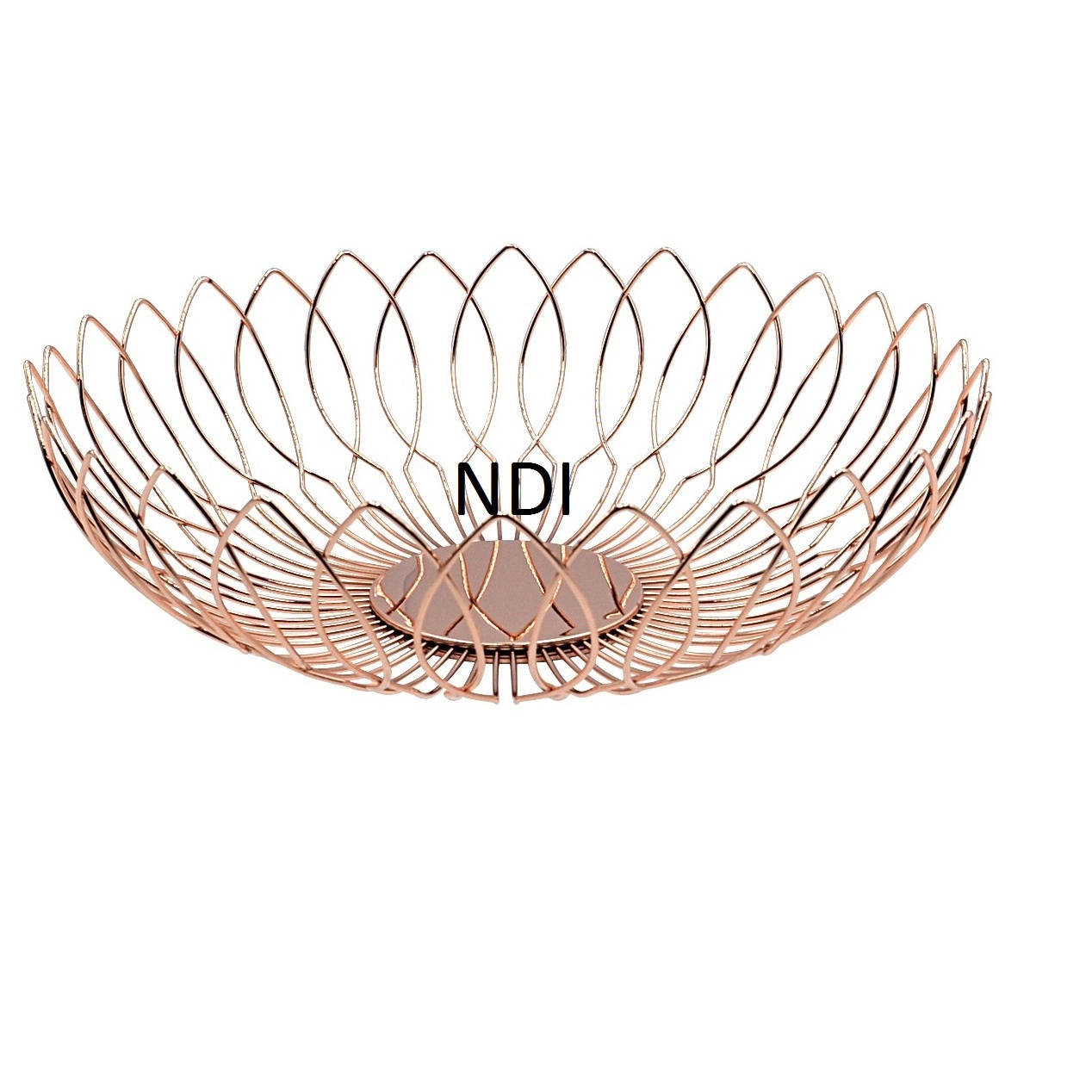 Copper Finished Kitchen Counter Tabletop Decoration Unique Design Iron Wire Metal Fruit Storage Container Basket