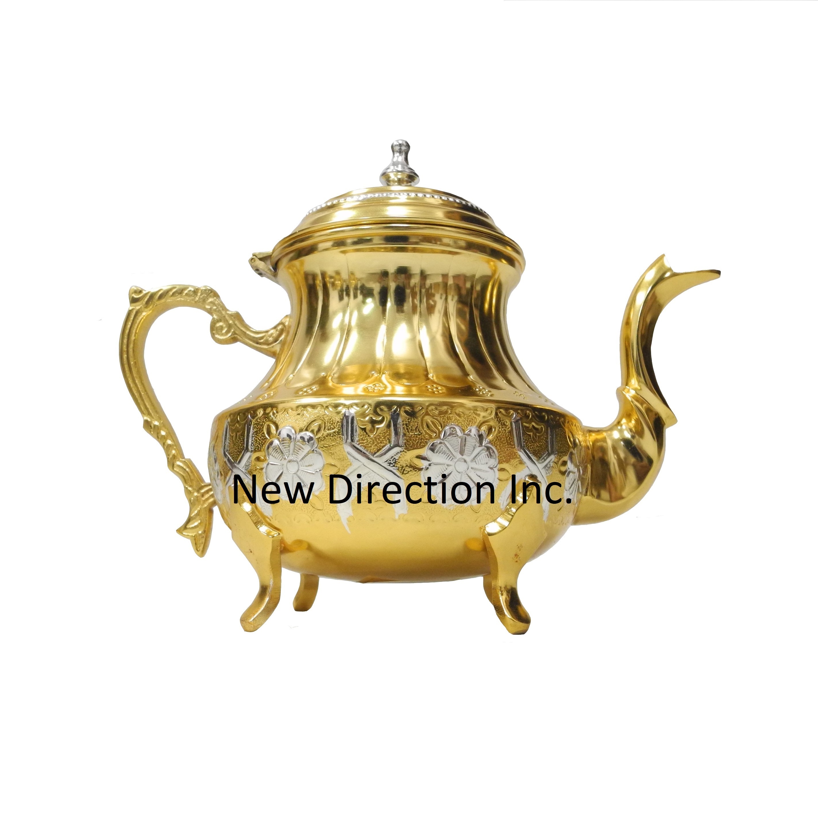 Hot Selling Gold Plated Finishing Brass Material Hand Embossed Arabic Coffee Tea Pots Supplier & Manufacturer By India