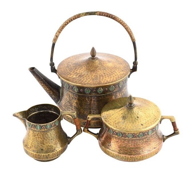 Black Antique Finishing Metal Tea Pot Customized Catering Ware Brass Tea Set Tableware Decoration Tea Pot Set High Quality