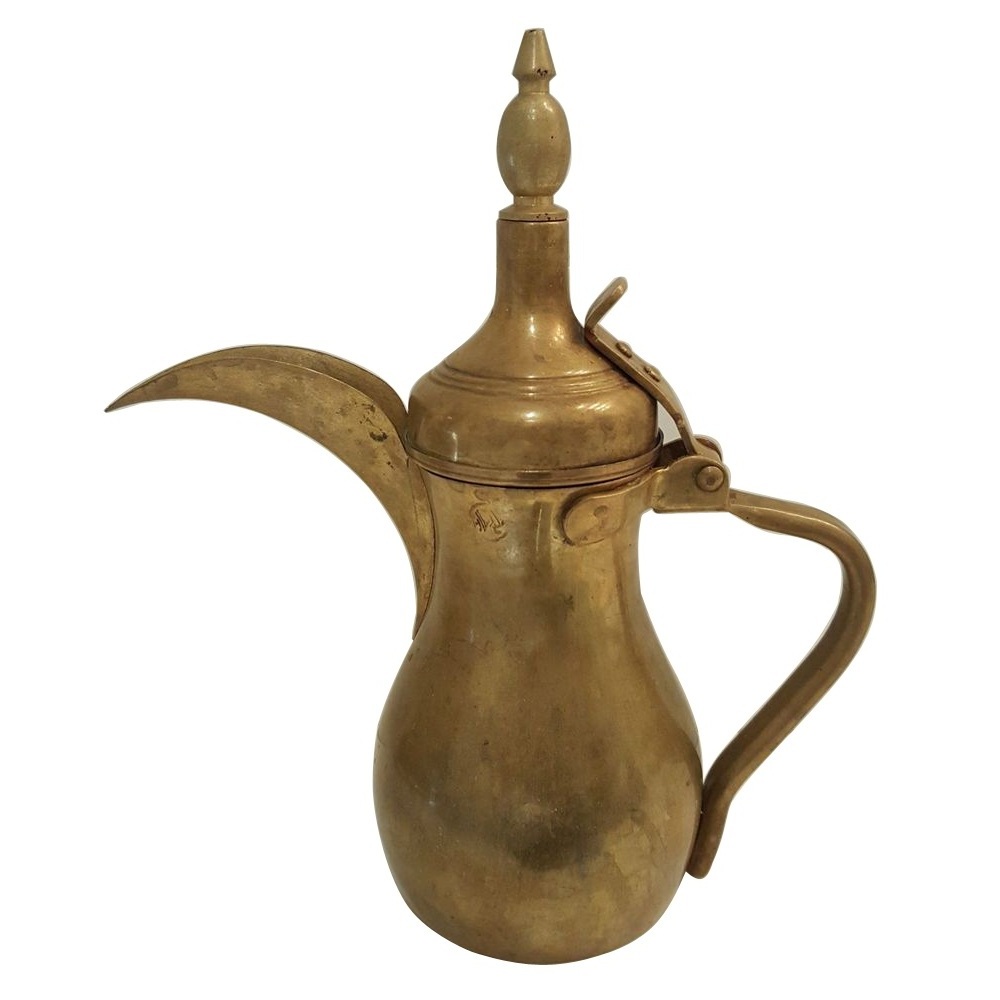 Arabic Tea Pot Kettle Gold Plated Finishing Solid Brass Metal Tea Container Dallah For Kitchen Catering Usage Items