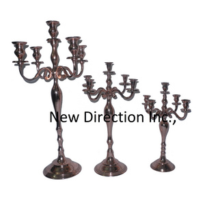 Aluminium Design 5 Arms Candle Stand Holiday Or Event Party Decoration Accessories Candelabra Candle Stand Set Of 3