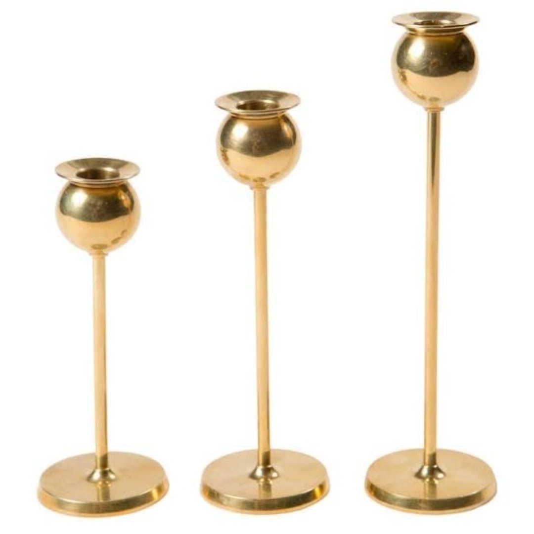 Round Shape Candle New Design Gold Plated Finishing Pillar Holder Set of 3 Pieces Table Top Centerpieces Candle Holders