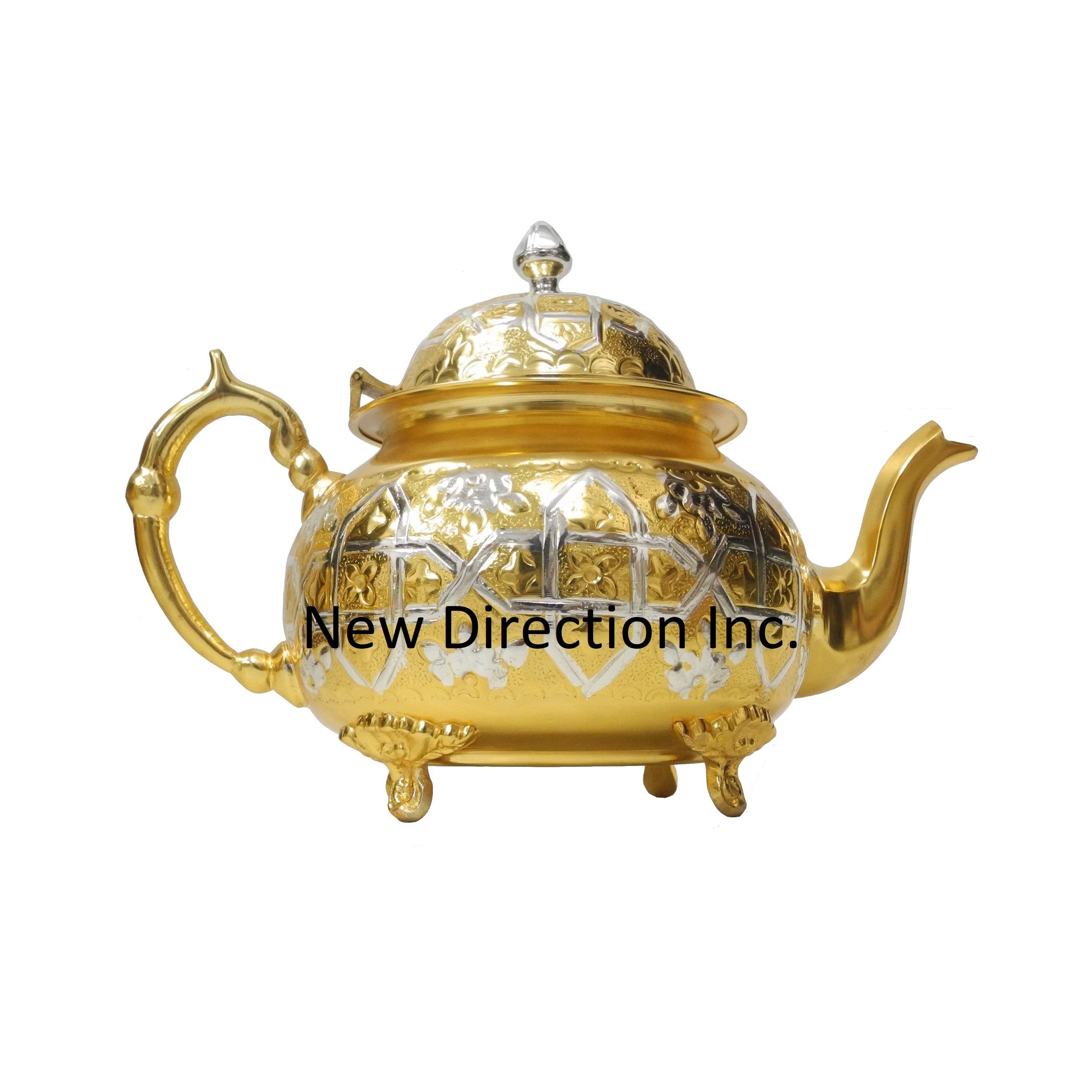 Hot Selling Gold Plated Finishing Brass Material Hand Embossed Arabic Coffee Tea Pots Supplier & Manufacturer By India