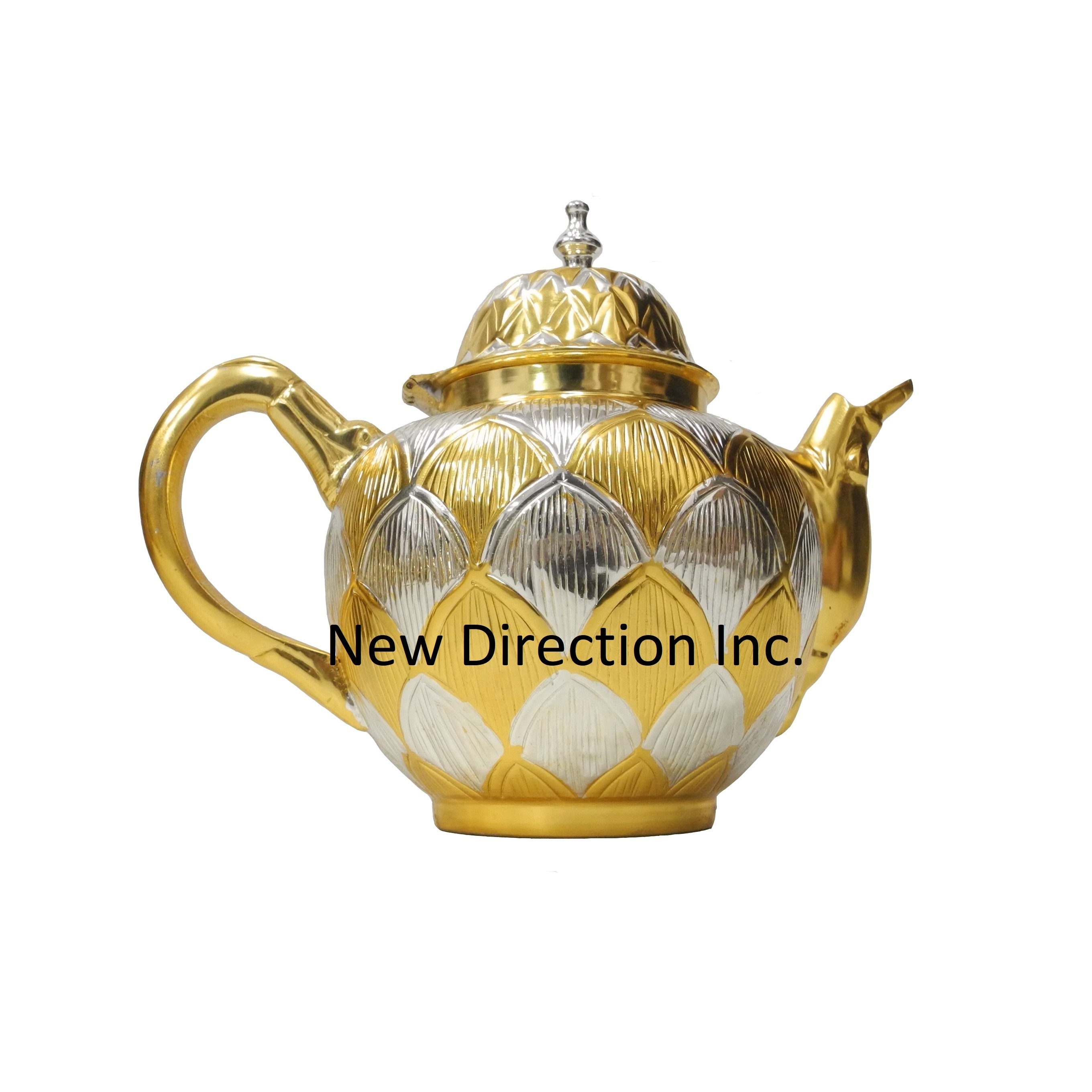 Hot Selling Gold Plated Finishing Brass Material Hand Embossed Arabic Coffee Tea Pots Supplier & Manufacturer By India