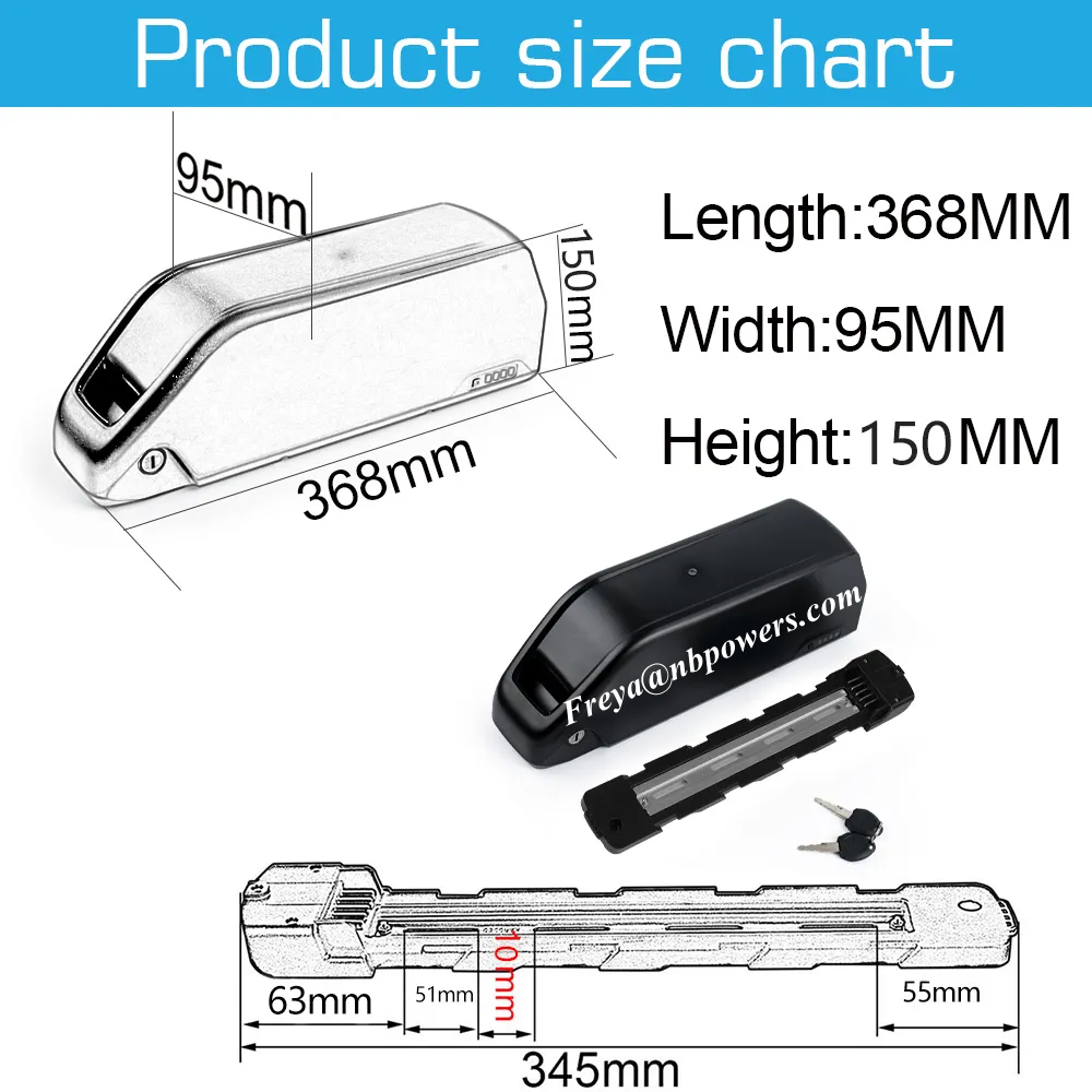 NBpower Downtube  52V 24ah 21700 polly case e bike battery pack with 40A BMS for 52V2000W electric bike bicycle motor