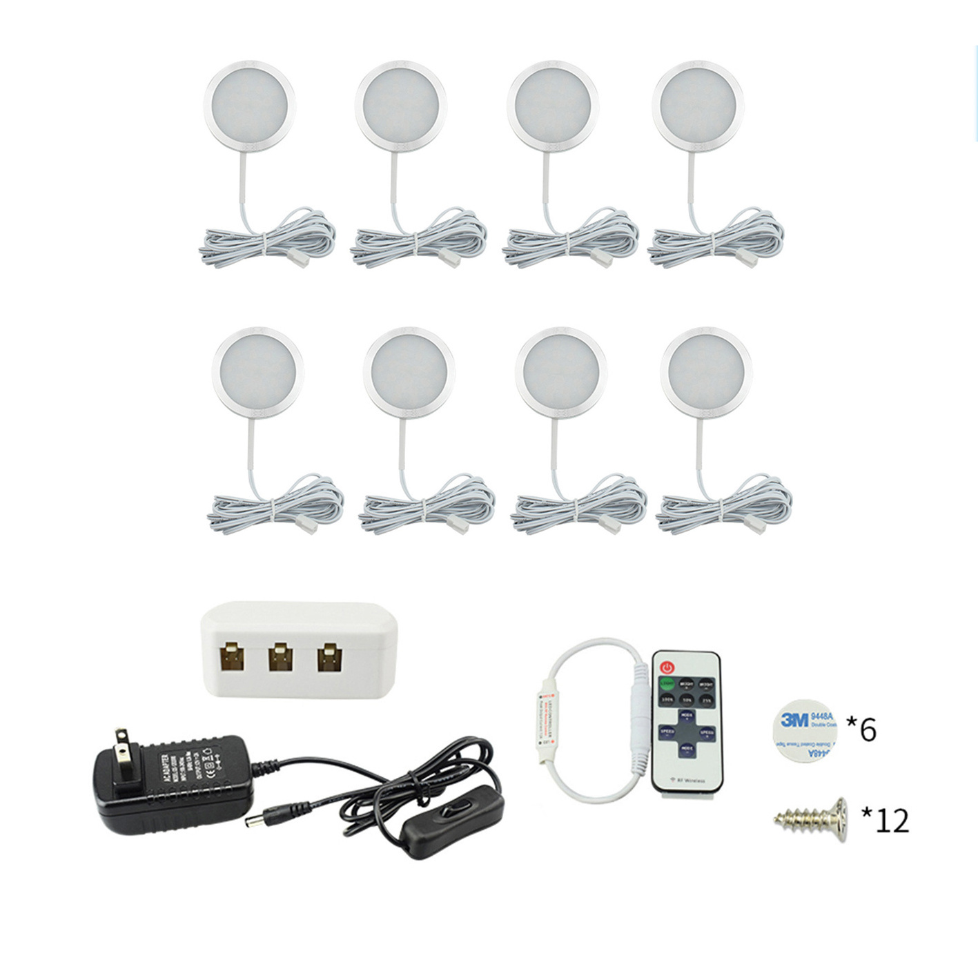 Remote Control Ultra-thin Dimmable Recessed LED Under Cabinet Lights Kit LED Puck Lights for Cupboard Closet