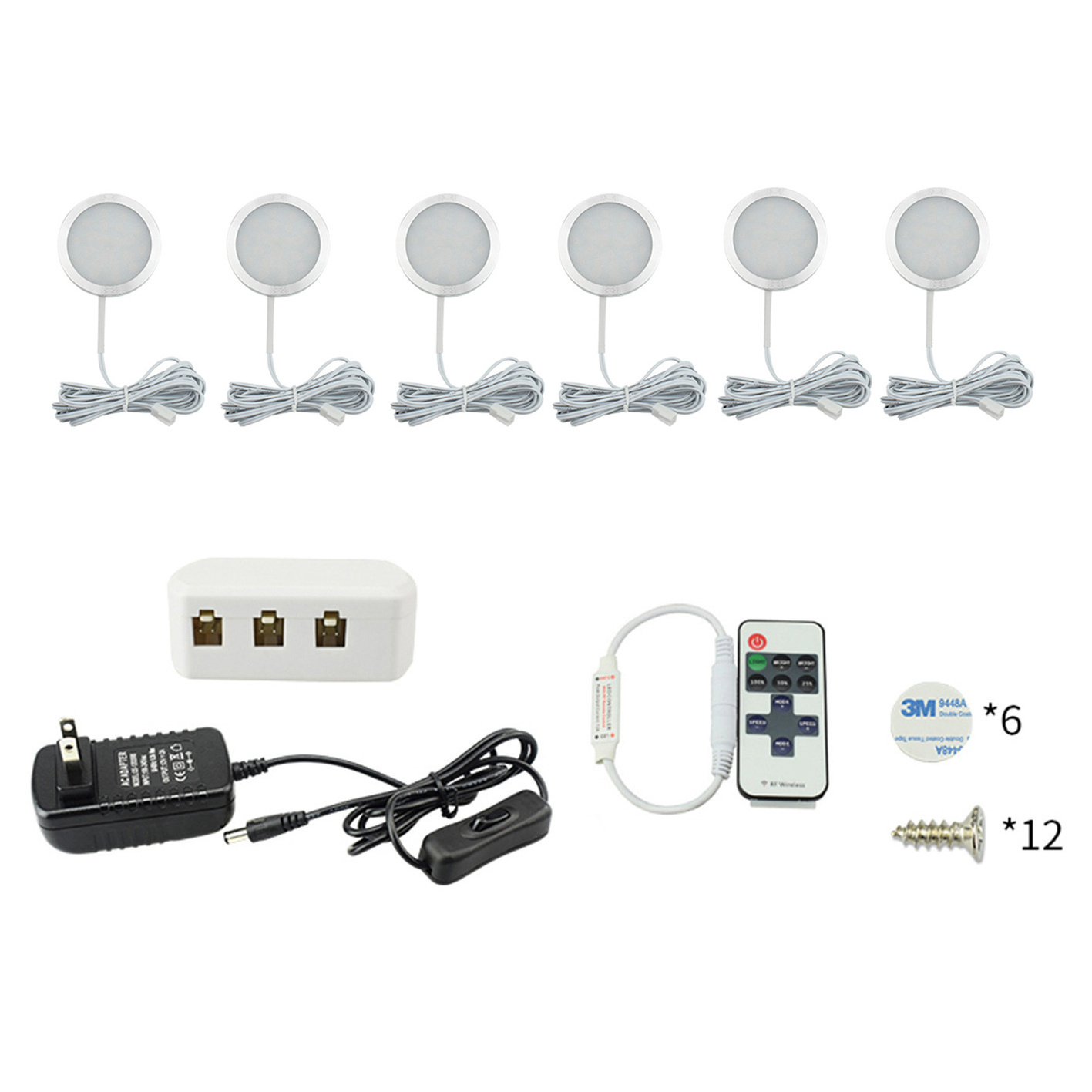 Remote Control Ultra-thin Dimmable Recessed LED Under Cabinet Lights Kit LED Puck Lights for Cupboard Closet