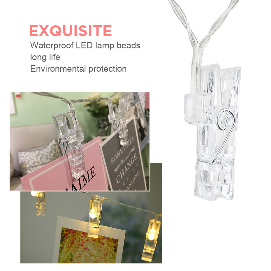 2019 New Year Christmas Decoration 10 20 40 Leds Battery Operated Garland Card Photo Clip Led String Fairy Light