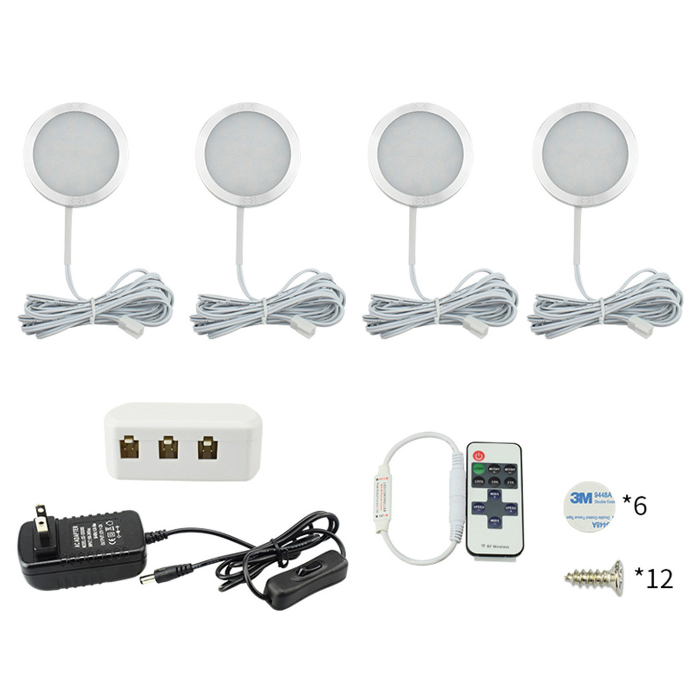 Remote Control Ultra-thin Dimmable Recessed LED Under Cabinet Lights Kit LED Puck Lights for Cupboard Closet