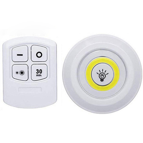 Battery Operated Dimmable LED Under Cabinet Light COB LED Puck Lights Closets Lights with Remote Control for Wardrobe Bathroom