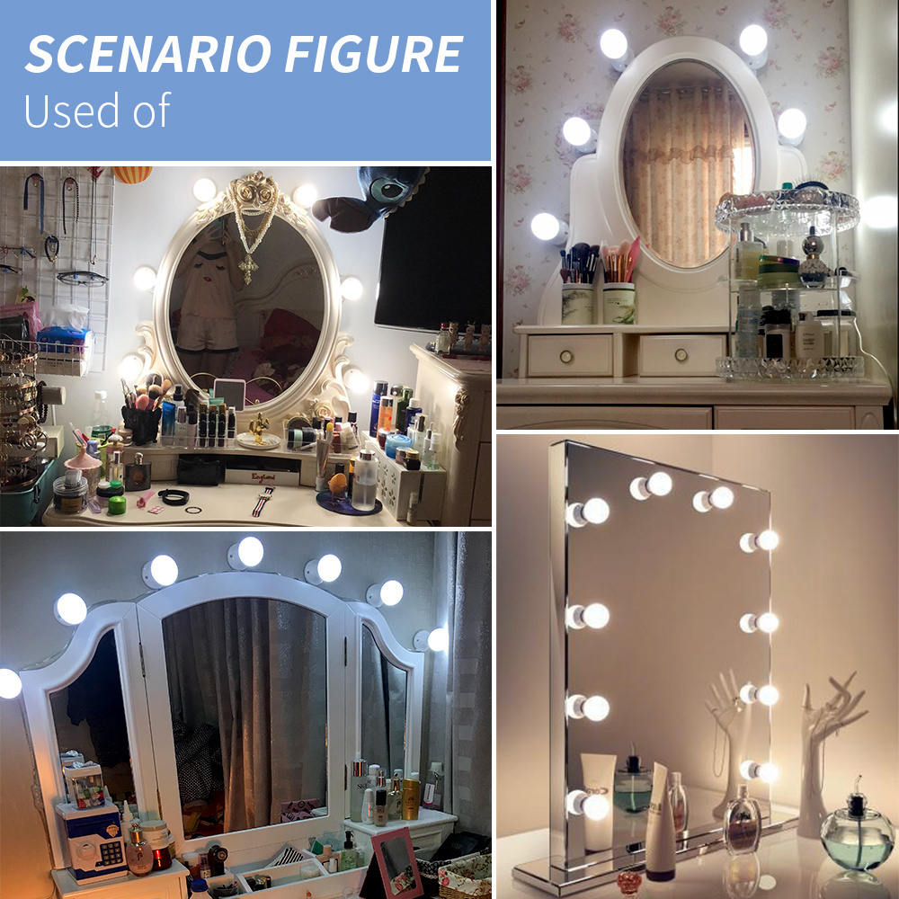 Wall Lamp LED 16W Makeup Mirror Vanity Led Light Bulbs Hollywood Style Led Lamp with USB Touch Switch