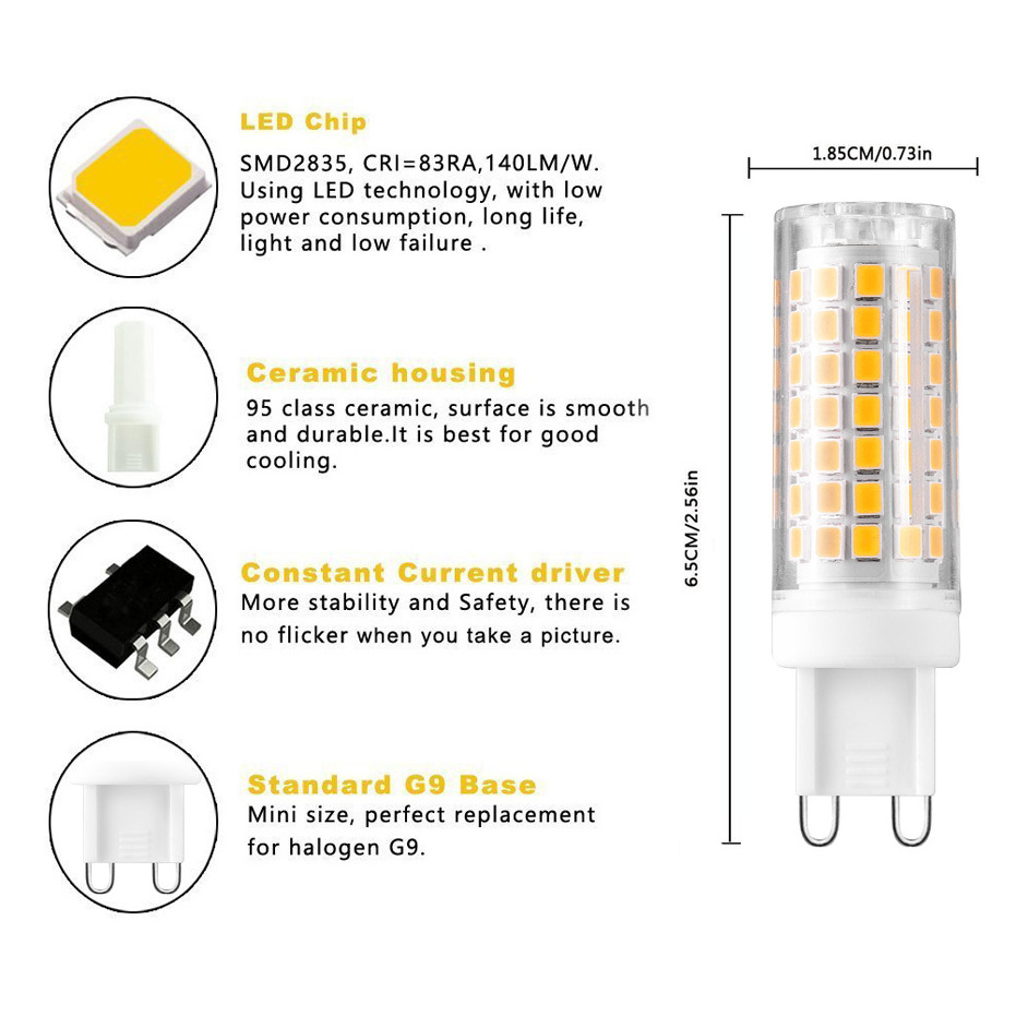 G9 LED Lamp AC220V 110V No Flicker LED Bulb 2835SMD 6W 690LM Super Bright Chandelier Light Replace 70W Halogen Lamp