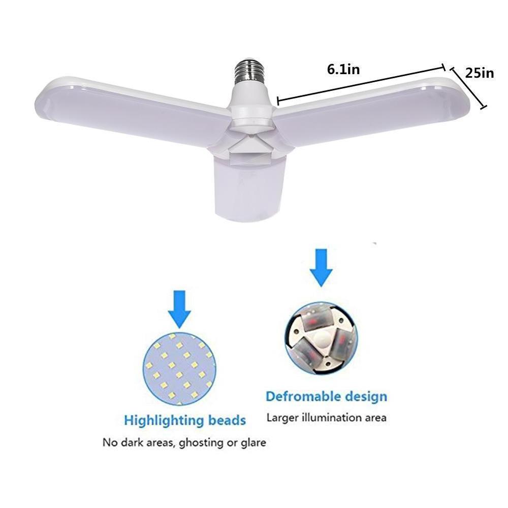 LED folding leaf lamp AC 110V 230V Super bright adjustable angle bulb 45W E27 Deformable Garage Light