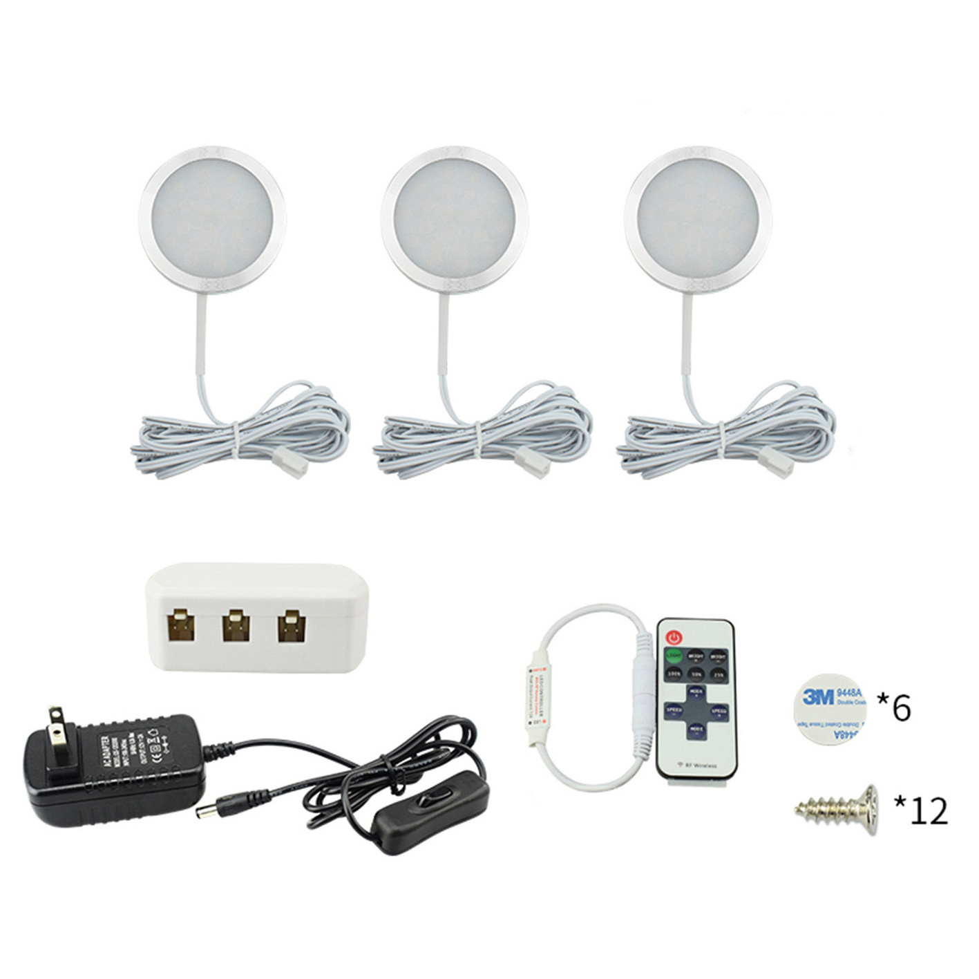 Remote Control Ultra-thin Dimmable Recessed LED Under Cabinet Lights Kit LED Puck Lights for Cupboard Closet