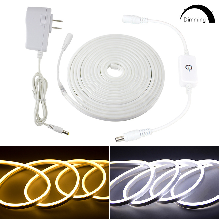 Waterproof Outdoor&Indoor LED Lighting Touch Dimmable LED Neon Flex 12V 2835 120leds/m LED Strip Rope Light With Adapter