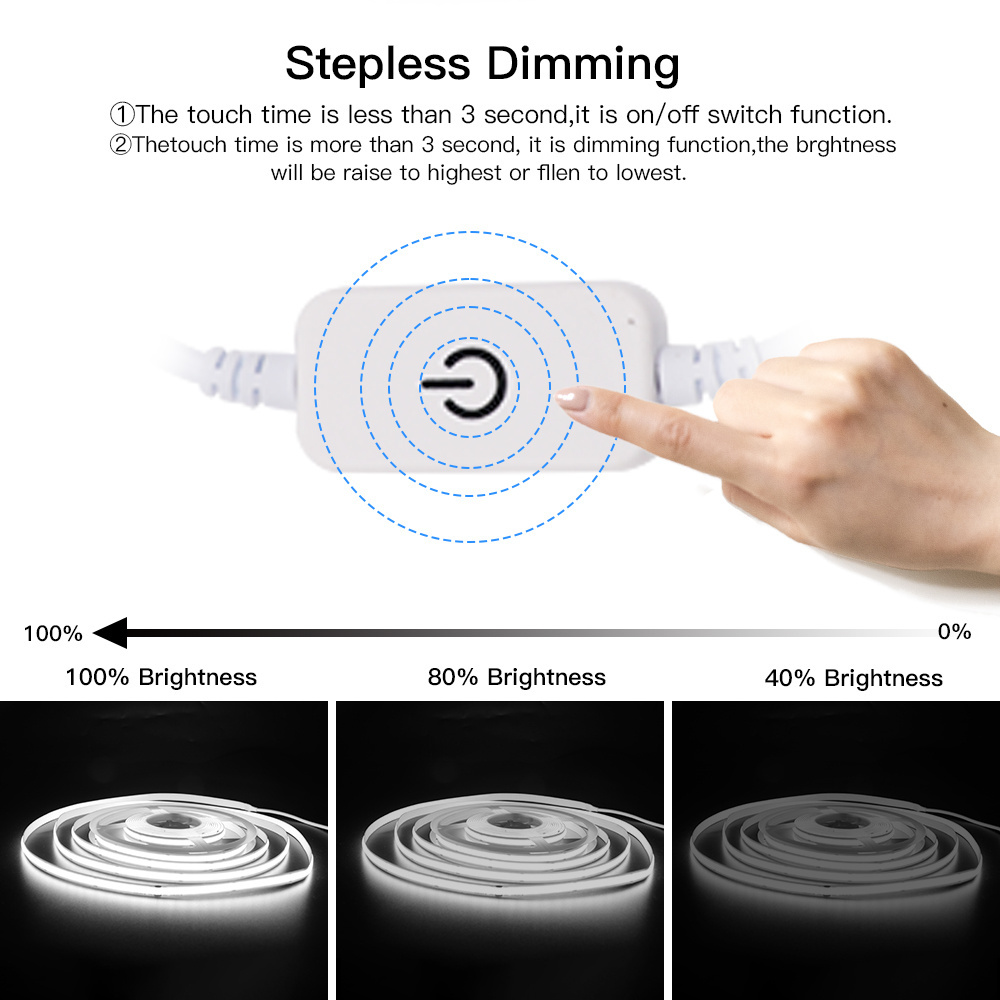 USB Dimmable COB Strip DC 5V 320 LEDs/m High Density Flexible LED Tape RA90 For LED Light