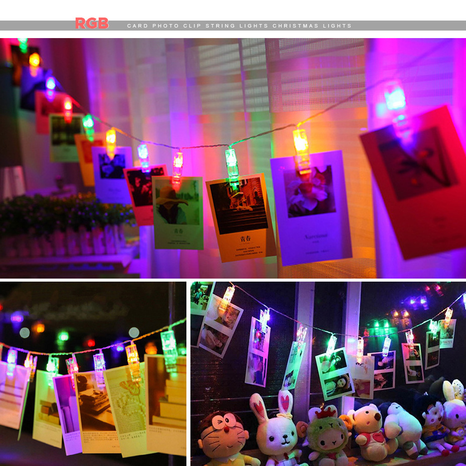 2019 New Year Christmas Decoration 10 20 40 Leds Battery Operated Garland Card Photo Clip Led String Fairy Light