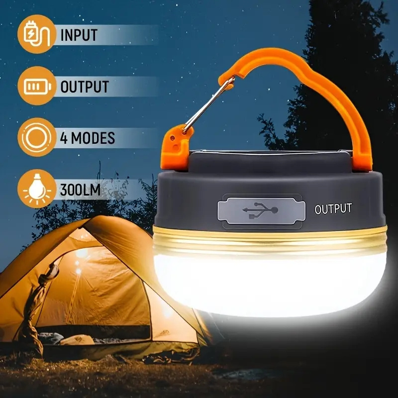 Rechargeable LED Camping Lantern with Magnet Base Portable Tent Light with 4 Light Modes Electric Lantern Flashlight For Camping