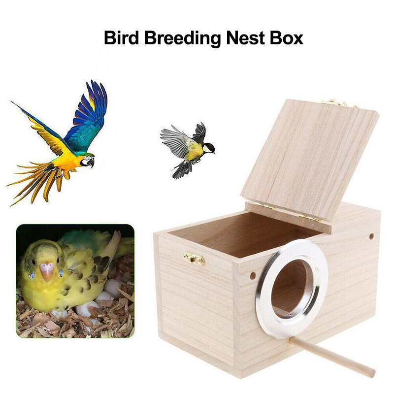 4 Sizes Outdoor Wood Bird Aviary Finch Nest Parakeet Nesting Box for Birds House Cage Lovebirds