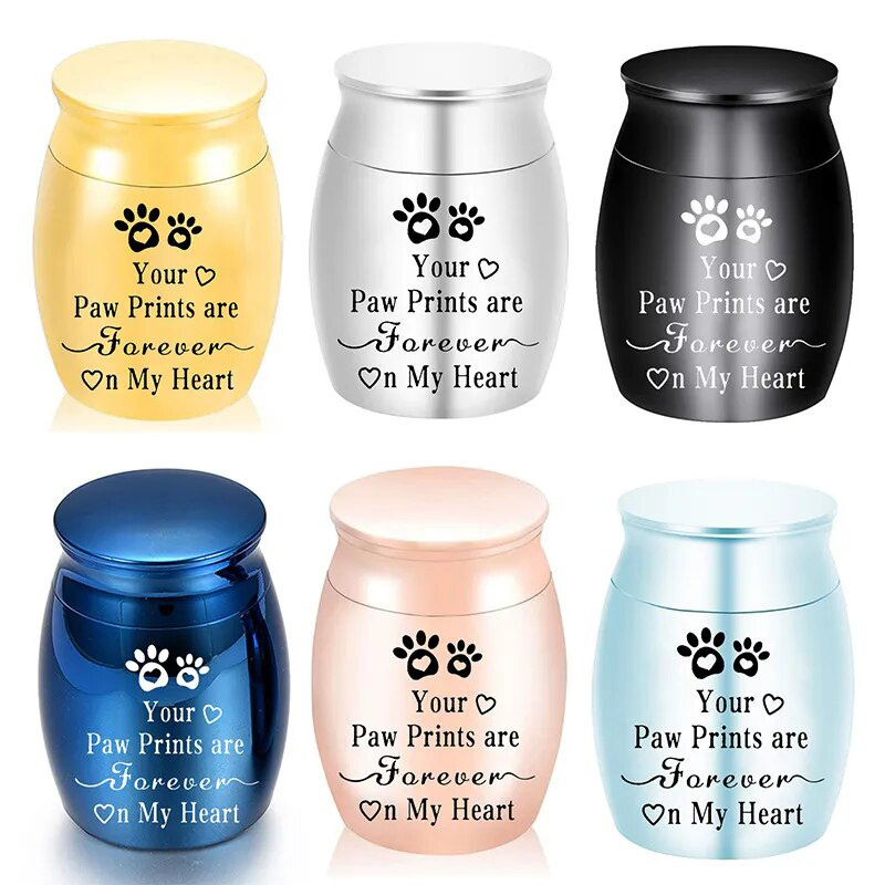 Cat Metal Ashes Container Funeral Dog Caskets Urn Stainless Steel Small Pet Cremation Urns for Ashes