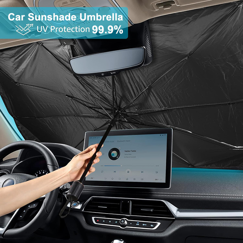 Car Accessories Portable Summer Cool UV Block Car Front Window Parasol Windshield Folding Car Sunshade Umbrella