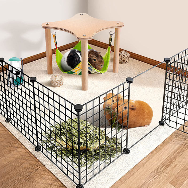 Wood Small Animal Sleeping Playing Hamster Guinea Pigs Hideout Hammock Hanging Bed with Wooden Stand Platform