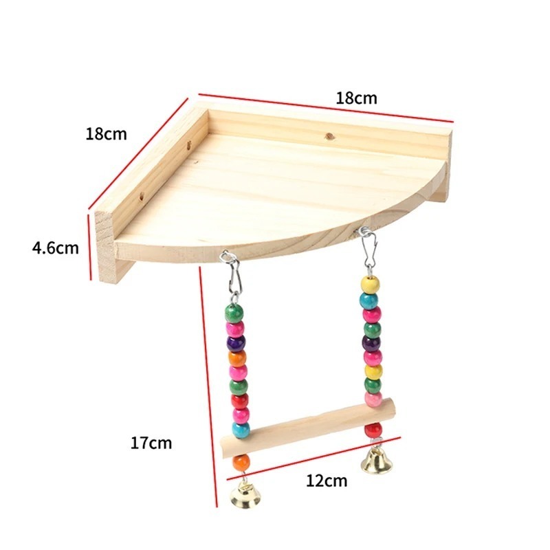 Wholesale Bird Toy Bird Cage Accessories Wooden Parrot Perch Parakeet Ladders Bird Swing Toy