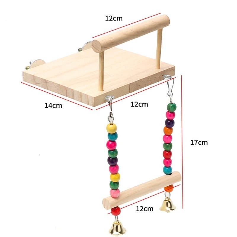 Wholesale Bird Toy Bird Cage Accessories Wooden Parrot Perch Parakeet Ladders Bird Swing Toy