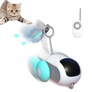 Funny Smart Interactive Cat Toy Electric Self-Moving Chasing Mice Car Automatic Cat Mouse Toy with Feather