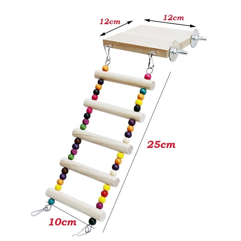 Wholesale Bird Toy Bird Cage Accessories Wooden Parrot Perch Parakeet Ladders Bird Swing Toy