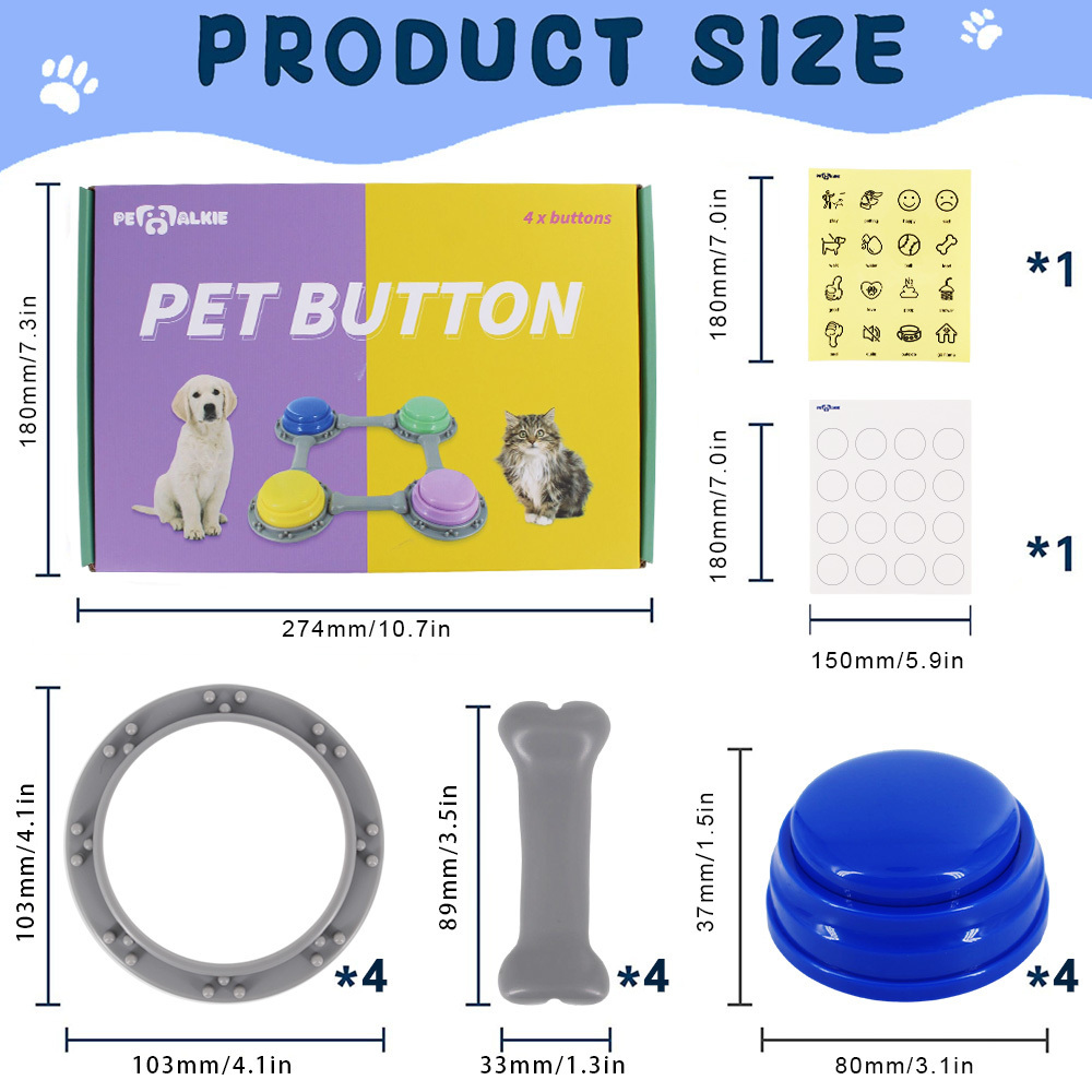 Latest Design Nice Recordable Dog Answer Buzzers Talking Button For Communication