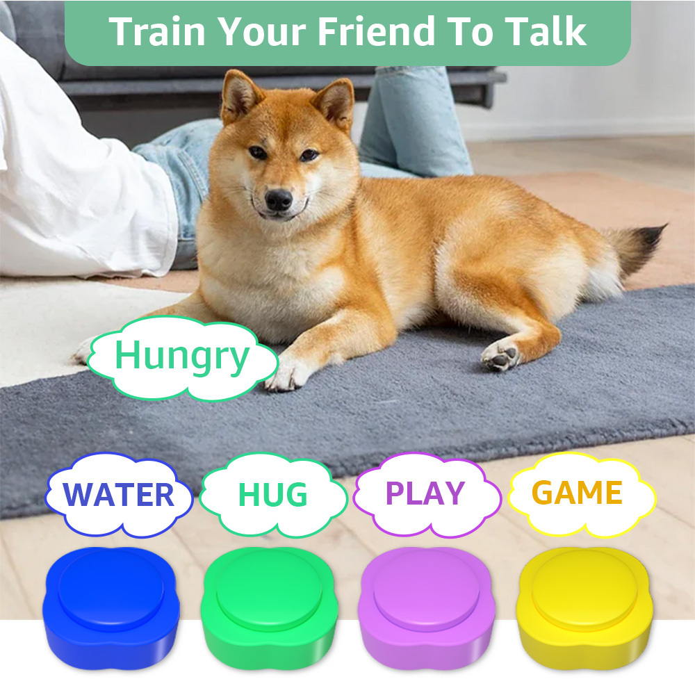 Professional Design Recordable Novelty Dog Buttons Clicker With Mat & Stickers For Communication