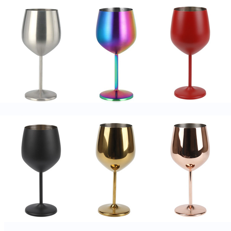 18oz High Quality Stemmed Wine Glasses 304 Stainless Steel Unbreakable Champagne Wine Glasses Goblet For Party Wedding