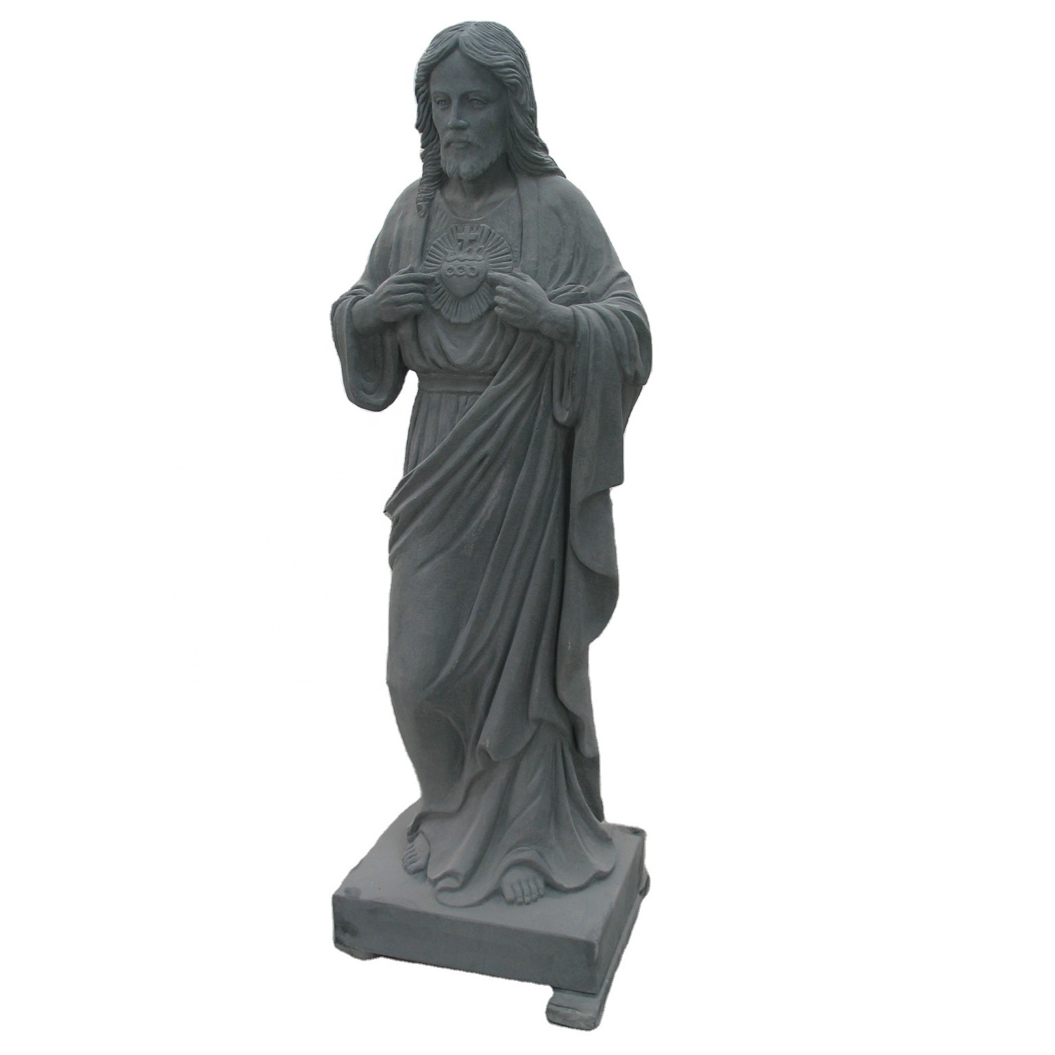 Outdoor Garden Antiqued Decoration Black granite jesus statue sculpture for sale roman