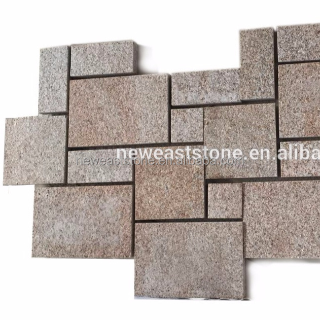 Hot Sale Rusty Golden Mesh Granite Cobblestone Paver Mats Tiles