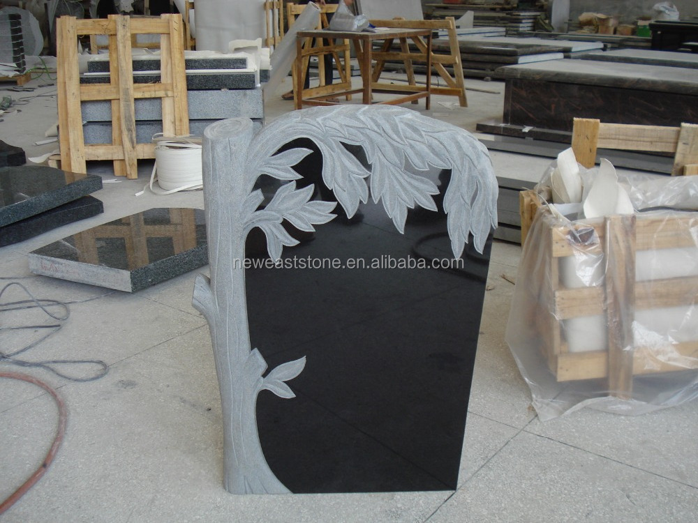 Shanxi Black Granite Western Tree headstone Designs Tombstone Price